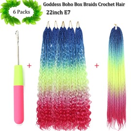 Bohemian Crochet Braid Hair Extension With Curly Ends Goddess Box Braids