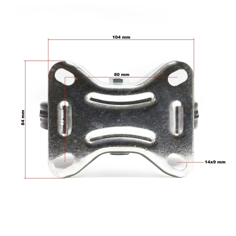Wiltec Fixed Castor Diameter 100 mm with Rubber Wheel and
