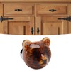 6PCS Bear Door Knob Orange Zinc Alloy Ceramic Decorative Bear