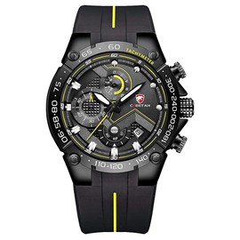 CHEETAH Mens Chronograph Watch Outdoor Waterproof Military Tactical Style Yellow Quartz Sports Watches for Men with Rubber Strap