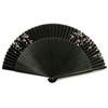Hana-Kanzashi Women's Silk Fan, Cherry Blossom Pattern, Black, Lady’s Length,