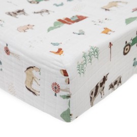 Little Unicorn Changing Pad Cover | 100% Cotton Muslin | Super Soft | Baby Diaper Changing | Machine Washable | 16" x 32" (Farmyard)