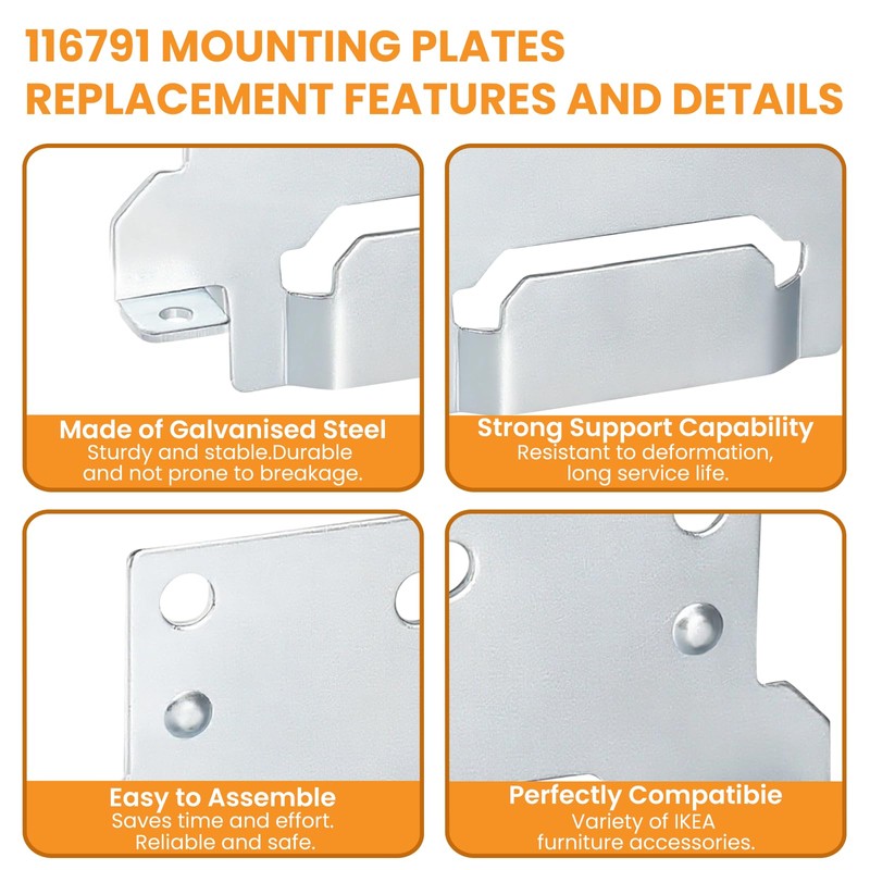 Zookpr 116791 Mounting Plates Replacement for IKEA Bed Frame Brackets
