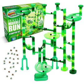 Marble Run Starter Set STEM Toy - (80 Translucent Pieces and 50 Glass Marbles)