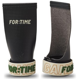 FOR:TIME FITNESS Game Day Grips - Hand Grips for Crossfit Gymnastics Workouts - Ultra Sticky Carbon Fibre Hand Guard with Wrist Support - Gymnastics Gloves for Pull-Ups (Without Finger Hole, 1)