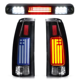 Tail Light Assembly + 3rd Brake Light Fit for Chevy GMC C/K 1500 2500 3500 88-99, for Chevy Silverado 94-98, for Blazer 92-94, Pickup Truck Taillights and High Mount Stop Light, 3 Pcs, Smoke Lens