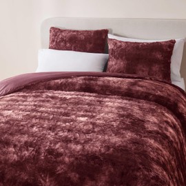 SHALALA Faux Fur Comforter Set Queen Size 3 Pieces Fluffy Fuzzy Plush Comforter Set Cozy Tie Dye Shaggy Bedding Set Soft Warm Comforter for Winter (1 Comforter + 2 Matching Shams), Fuchsia