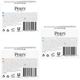 Pears Soap, Pure & Gentle Glycerin Soap Variety 3-Pack – Blue with Mint Extracts, Green with Lemon Flower Extract, and Amber with Natural Oils, 4.4 Oz Ea