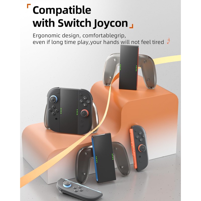 AstroniSync Ergonomic Charging Grip for Switch 2 JoyCon, Magnetic Fast