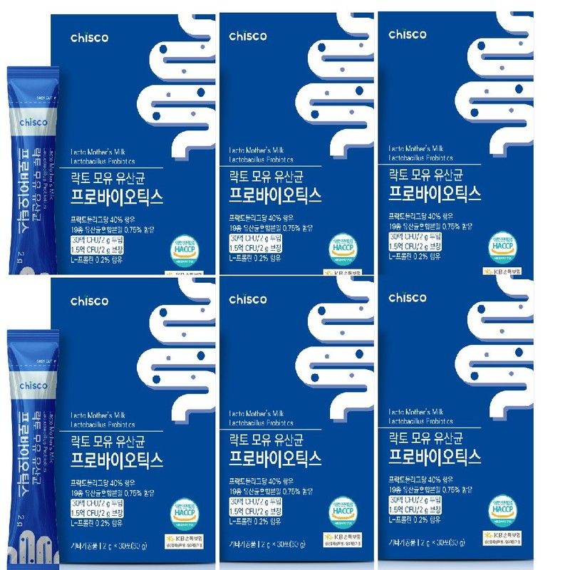 치스코 락토 모유유산균 프로바이오틱스 2gx30포 30억CFU 프락토올리고당 L프롤린, 60g, 1개