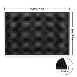Proxima Direct Bar Mat, 18" x 12" PVC Black Drink Coasters Square Service Mat for Coffee, Home, Bars, Restaurants and Counter Top（45x30CM）
