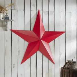 VHC Brands Metal Star Distressed Barn Red 48x48