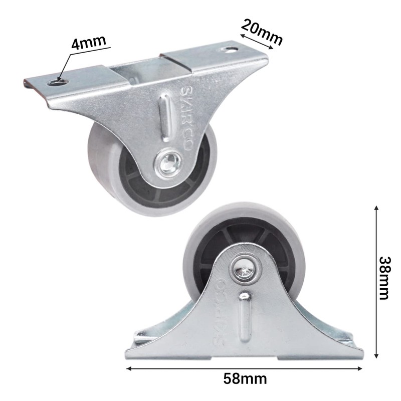 SKIR'CO (Pack of 8 pcs) Small 30 mm Furniture Castors,
