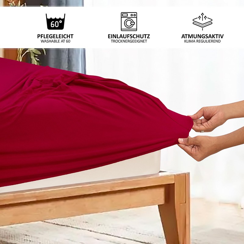 Softex Royal Fitted Sheet (Cherry Red, 160 x 200 cm)