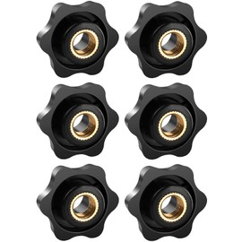 FOMGIIN Star Grip Nut M8, Pack of 6, 32 mm Diameter Outer Wing Nut, Female Thread Brass Knurled Screw Star Handle for Machines and Systems, Furniture, Fitness Equipment, Machine Tools