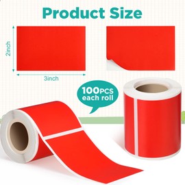 Ctosree 10 Rolls Rectangular Colored Sticker Color Coding Sticker Rolls 10 Colors Rectangle Adhesive Label Solid Colors Label Tags for Inventory Organization, File Classification (2 x 3 Inch)