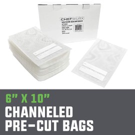 Chefwurx Pre-Cut Vacuum Sealer Bags – 300 Pint Bags for Food Saver – BPA-Free Vacuum Seal Bags, Microwave, Freezer and Boil Safe, Compatible with Most Vacuum Seal Machines (6” x 10”)
