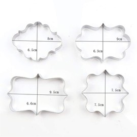 Cookie Cutters Set of 4 Stainless Steel Cookie Cutters Square Rectangle Oval Frame Wedding Christmas Baking Baking Supplies (Square+Rectangle+Oblong+Frame)