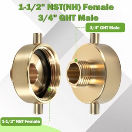 SpringSpray 1-1/2" NST (NH) Female x 3/4" GHT Male Brass Fire Hydrant Adapter with Pin Lug Fire Equipment Brass Hydrant to Garden Hose Adapter