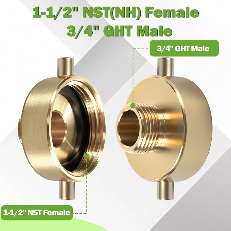 SpringSpray 1-1/2" NST (NH) Female x 3/4" GHT Male Brass