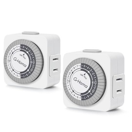 G-Homa Timers for Electrical Outlets,24 Hour Indoor Plug-in Mechanical Timer 2 Prong,30 Minute Intervals, Daily On/Off Cycle, for Grow Light,Christmas Lights, Lamps (ETL Listed) 2 Pack