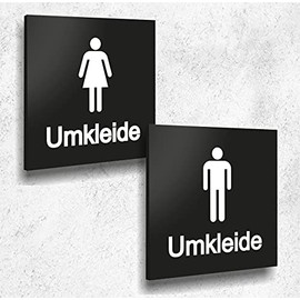 Door Sign for Men and Women Matte Black UV Print 12 x 12 cm 3 mm Aluminium Composite Made in Germany Item No. A2132