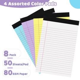 8 Packs Legal Pads 5x8, Totally 400 Sheets Colored Legal Pads 5x8 College Ruled Writing Pads Small Note Pads 50 Sheets/Pad Tablets Lined Notepad for School, Office, To-Do Lists