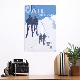 Lantern Press 12x18 Inch Metal Sign, Vail, Colorado, Ski Lift