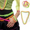 OHEETU 8Pcs 80s Neno Beaded Necklace Bracelet Sets Colorful Plastic