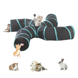 Cat Tunnel, Folding Tunnel, Cat Toy, Pet Supplies, Cat Play, Long Tunnel, Pet Toy, Foldable, Washable, Lack of Exercise, Convenient Storage, Stress Relief (4 Styles S Shape, Blue, 4S)