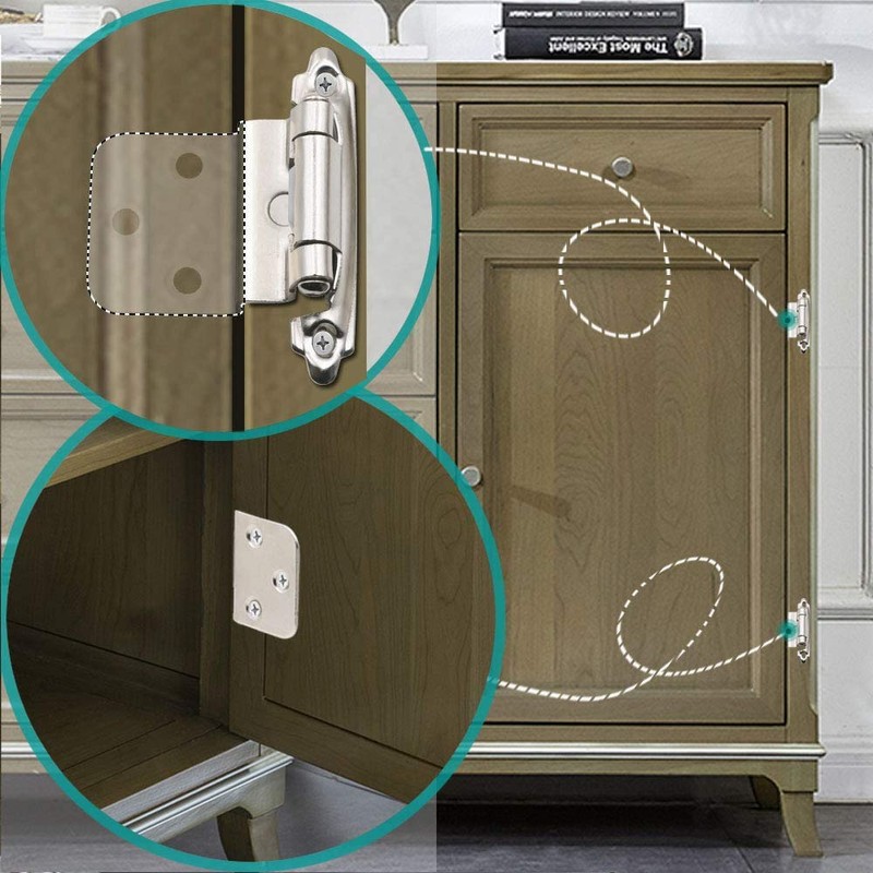 10 Pairs Brushed Satin Nickel 3/8" Overlay Decorative Self Closing