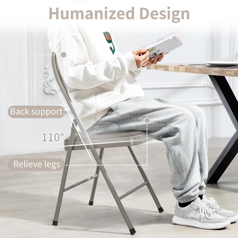 HOMEFUN Folding Chairs with Cushion Padded Folding Chairs 6 Pack