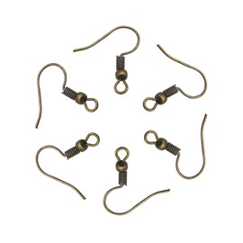 TOAOB 300 Pieces Earring Hooks Hypo Allergenic French Ear Wires with Ball and Coil 18mm Antique Bronze Fish Hook Earrings Making Supplies Jewelry Findings