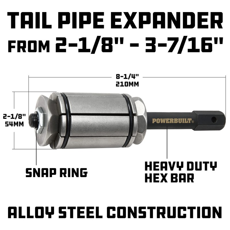 Powerbuilt Large Tailpipe Expander Set, Expand Exhaust Pipes, Round and
