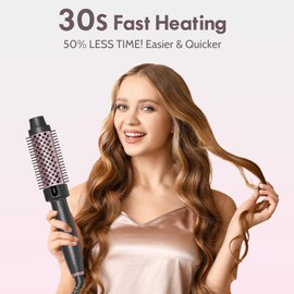 Tresses Touch Thermal Brush, 1.5" Blowout Brush, Ionic Heated Round Brush with 5 Settings, Dual Voltage Curling Brush, Round Brush Blow Dryer for Blowout Look