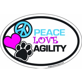 Imagine This 4-Inch by 6-Inch Car Magnet Oval, Peace Love Agility