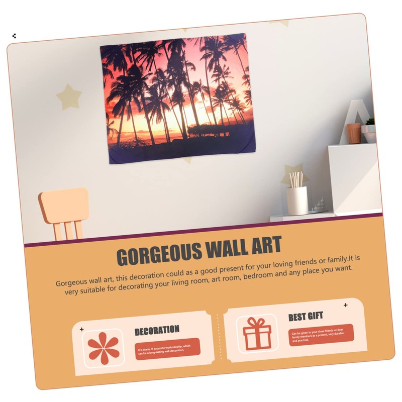 COHEALI 1Set Creative Seaside Landscape Tapestry Beach Coconut Tree Wall