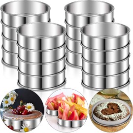 Boao 16 Pieces English Muffin Rings Crumpet Rings Double Rolled Tart Rings Stainless Steel Muffin Rings Round Muffin Tart Ring Molds for Home Baking (3 Inch)