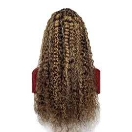 Lakaisa Lace Front Wig Human Hair Wig Curly Wig Women's Real Hair Natural Remy Hair Pre Plucked Natural Hairline with Baby Hair Bleached Knots 180% Density 24 Inches