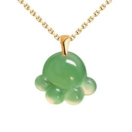BDRIUOCNE Cute Jade Cat Paw Pendant Good Fortune Cat Necklace Gold Plated 925 Sterling Silver Necklace Christmas Gifts for Cat people