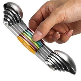 Juego de 6 cucharas medidoras magnticas de acero inoxidable apilables de doble cara y cucharada para medir ingredientes secos y lquidos               