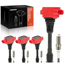 A-Premium (Red) Set of 8 Ignition Coil Pack and Iridium Spark Plugs Compatible with Nissan Altima 2007-2013, Sentra, Cube, Rogue, Rogue Select, Versa, 1.6L 1.8L 2.0L 2.5L, Replace# 22448ED000 9029