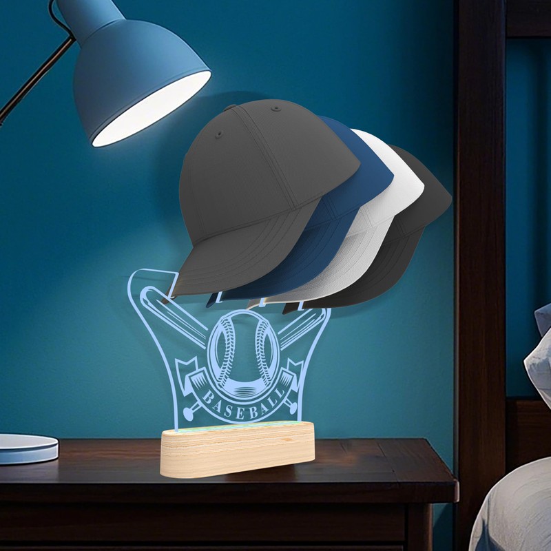 Vatonezich LED illuminated baseball Cap Organizer - 4 cap display