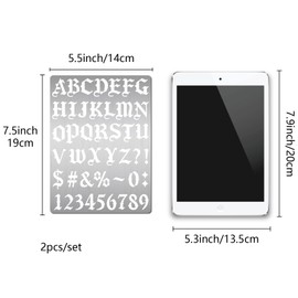 GORGECRAFT 2Pcs Letter Metal Stencils Reusable Alphabet Number Symbol Templates Stainless Steel Stencils for Engraving Wood Burning Pyrography Lettering Journaling Painting Wood Wall Canvas 19 x 14cm