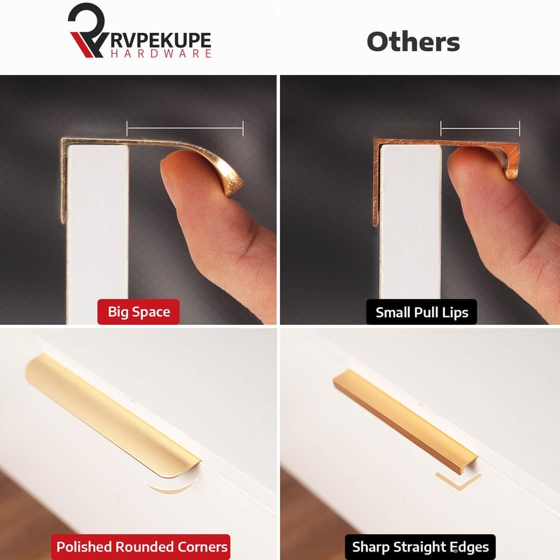 RVPEKUPE 10-Pack Adhesive Edge Finger Pulls for Cabinets No Drill
