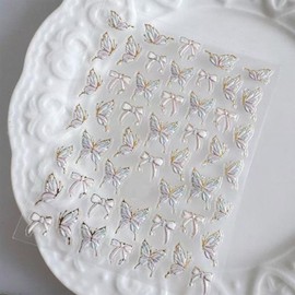 ADOFUN Nail Stickers, Nail Stickers, Butterfly/Ribbon, 3D, 3D, Gel Nail Stickers, For Nail Decorations, Popular, Set of 2, Nail Art, For Birthdays / Parties / Cultural Festivals