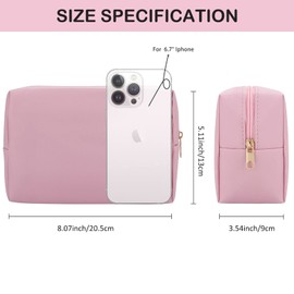 DOB SECHS PU Leather Cosmetic Bag Portable Toiletry Bag for Daily Use Cosmetic Organizer Water-resistant Make up Organizer Light Weight Travel Makeup Bag Cosmetic Pouch (Pink, L)
