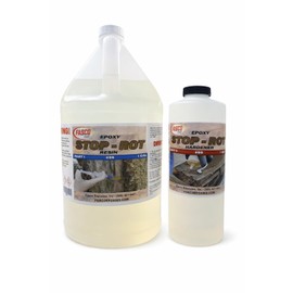 Stop Rot Epoxy Wood Rot Repair Kit – 4:1 Penetrating Epoxy for Dry & Damp Wood – Gallon Resin + Quart of Hardener – Structural Strength, Sandable & Paintable