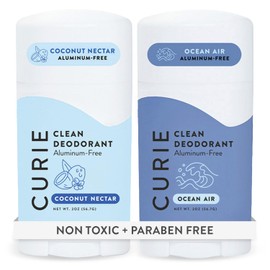 Curie Desodorante Natural Para Mujer - Néctar De Coco + Brisa Marina - Sin Aluminio, Limpio, Sostenible, Vegano, Sin Parabenos (Paquete De 2)