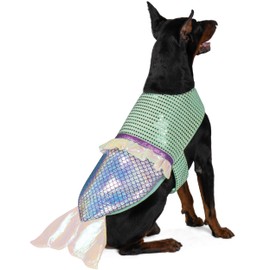 cyeollo Disfraz Grande De Sirena para Perro, Disfraces De Halloween, Traje De Vacaciones para Perros Grandes, Fiesta De Cumpleaños, Fiesta De Cumpleaños, Ropa Brillante, Talla XL